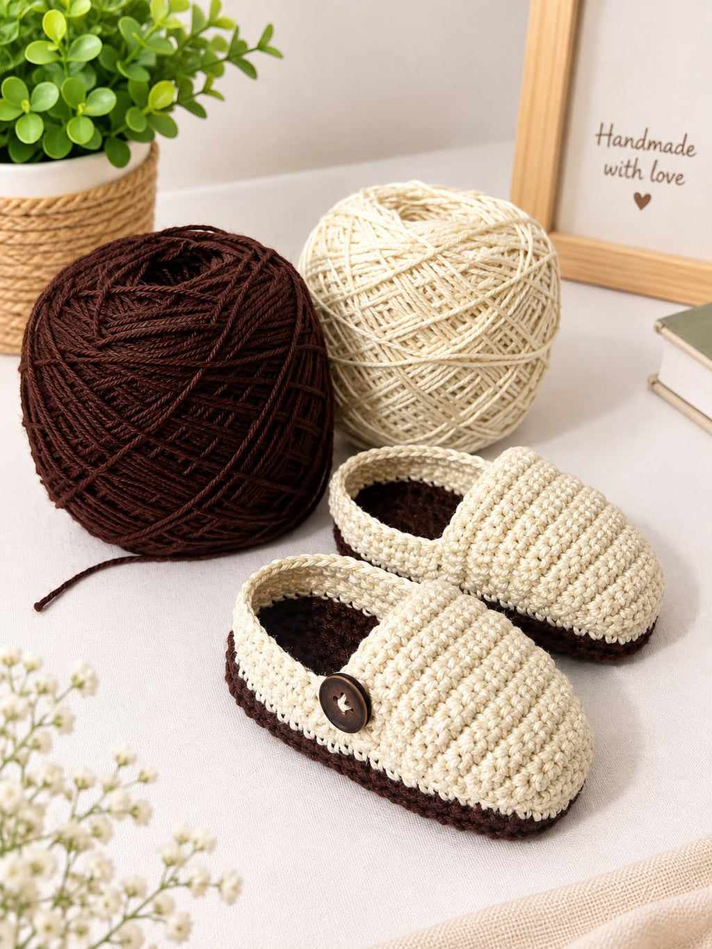 Yarnvia Cozy Cocoa Handmade Crochet Baby Booties