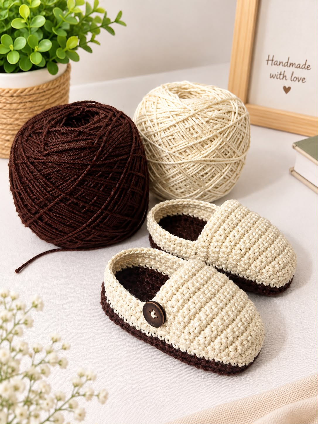 Yarnvia Cozy Cocoa Handmade Crochet Baby Booties